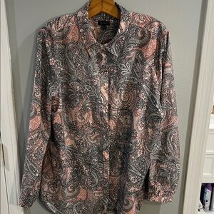 Talbots Paisley Blouse in Pink and Gray